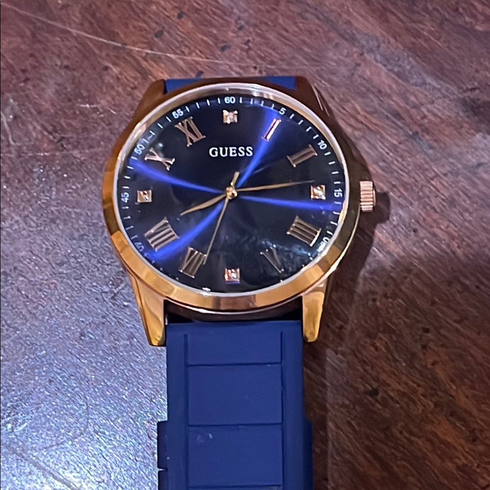 Guess Navy and Gold Watch
